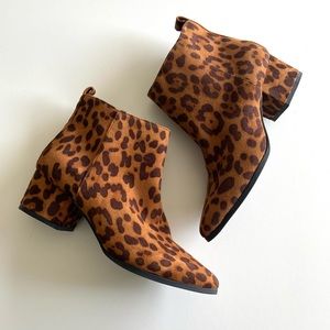 A New Day Leopard Print Pointed Toe Ankle Boots